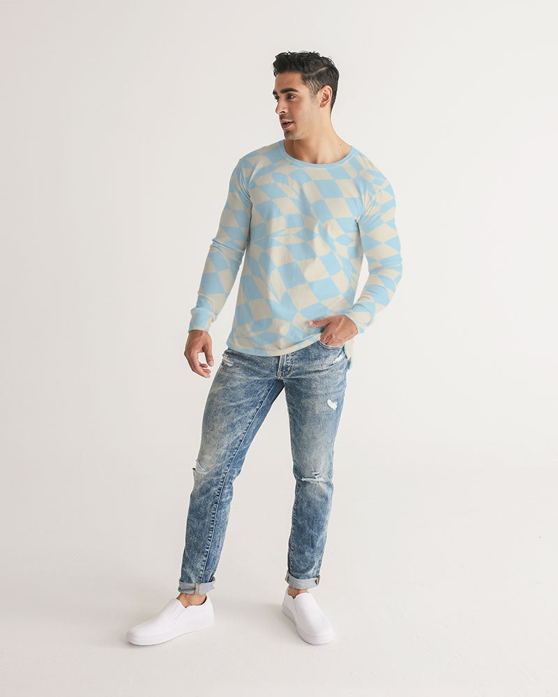 Blue & Vanilla Ripple Check Men's Long Sleeve Tee