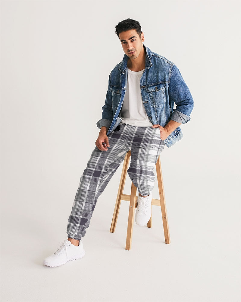 Black & White Tartan Check Lightweight Men's Track Pants