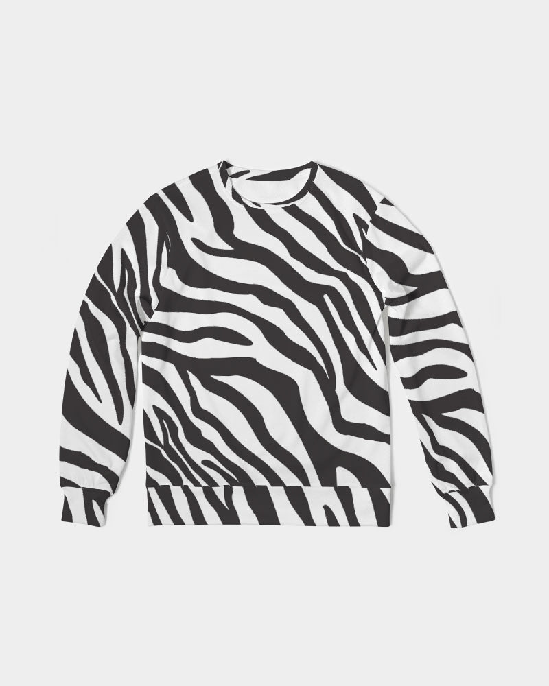 Zebra Print Men's French Terry Pullover Sweatshirt