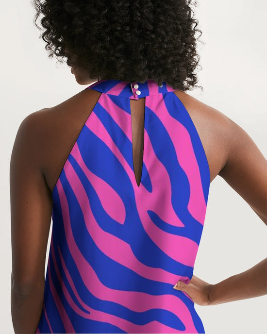 Electric Zebra Women's Halter Dress