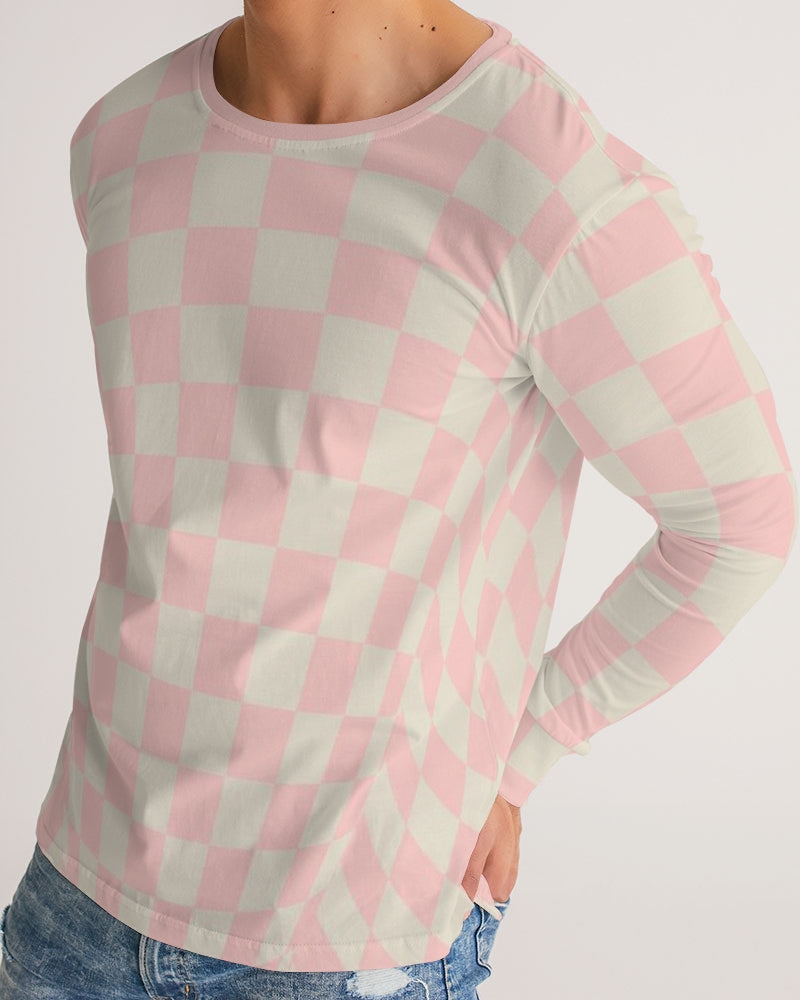 Pink Vanilla Check Men's Long Sleeve Tee