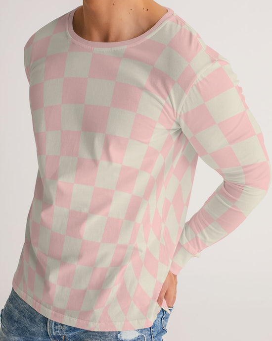 Pink Vanilla Check Men's Long Sleeve Tee