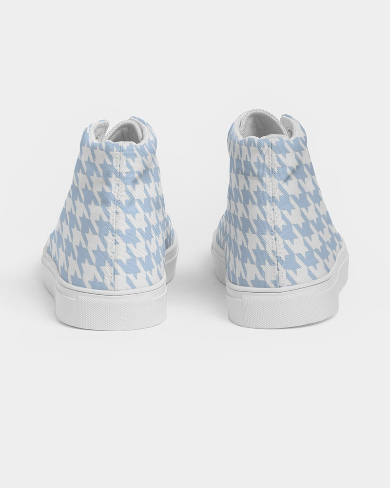 Baby Blue Large Houndstooth Men's Hightop Canvas Shoe