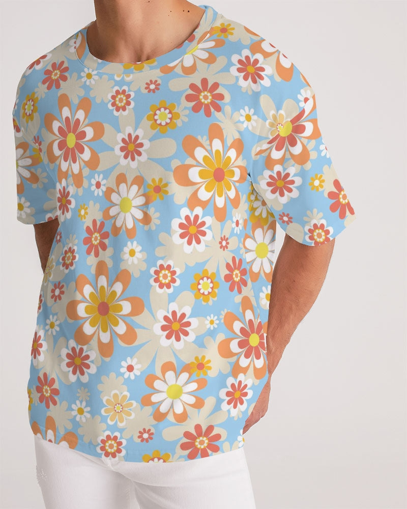 Blue Blooming Mod Floral Men's Premium Heavyweight Tee