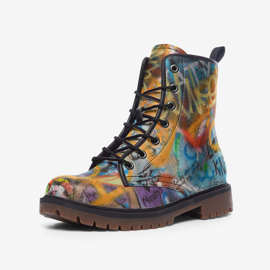 Peace Graffiti Lace Up Boots