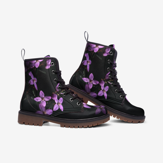 Mauve Flower Lace Up Boots