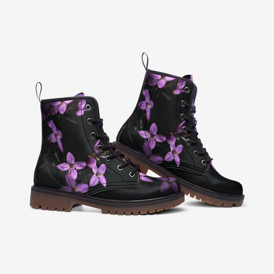 Load image into Gallery viewer, Mauve Flower Lace Up Boots

