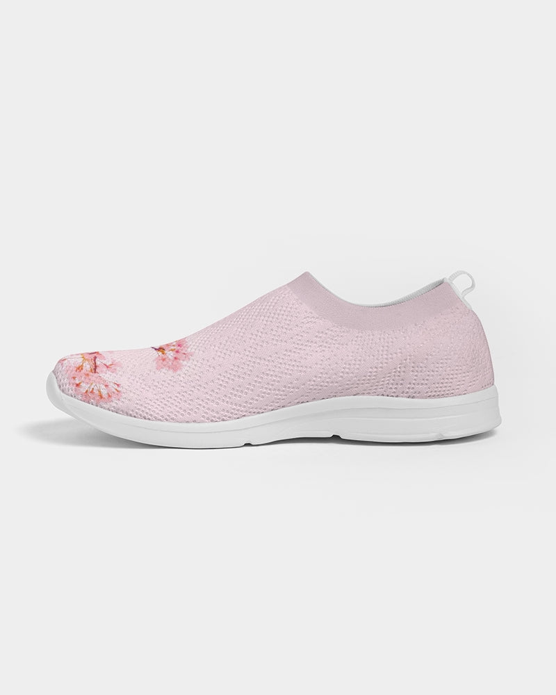 Pink Cherry Blossom Women's Slip-On Flyknit Shoe