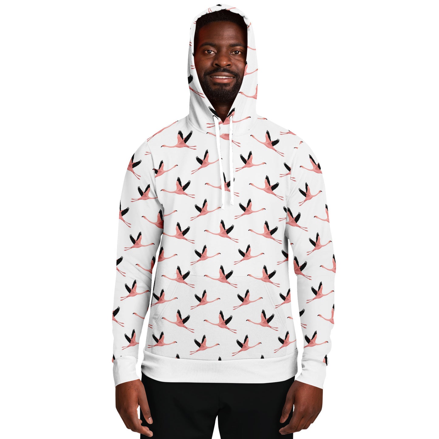 Flying Flamingos White Unisex Hoodie