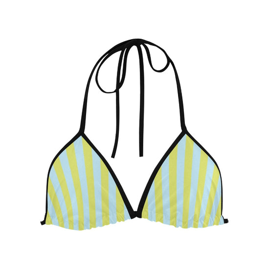 Blue Lime Stripes Bikini Top