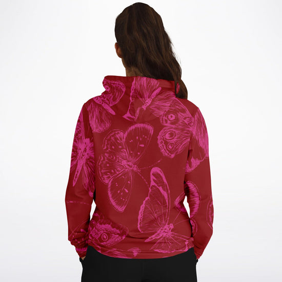 Red Fuchsia Butterflies Unisex Hoodie