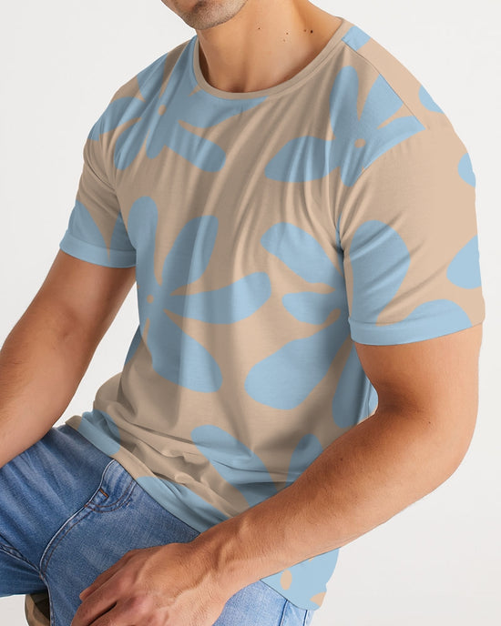 Blue & Brandy Abstract Flowers Men's T Shirt