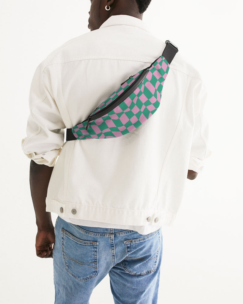 Bubblegum & Green Checkerboard Crossbody Sling Bag