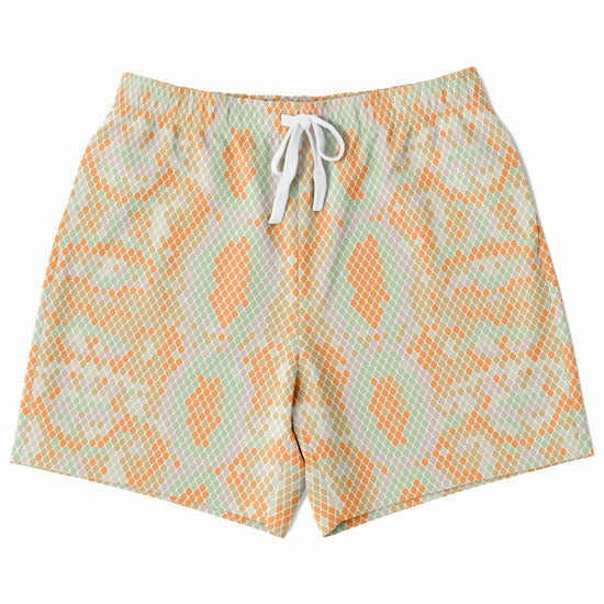 Green & Orange Snake Men's Fleece Shorts