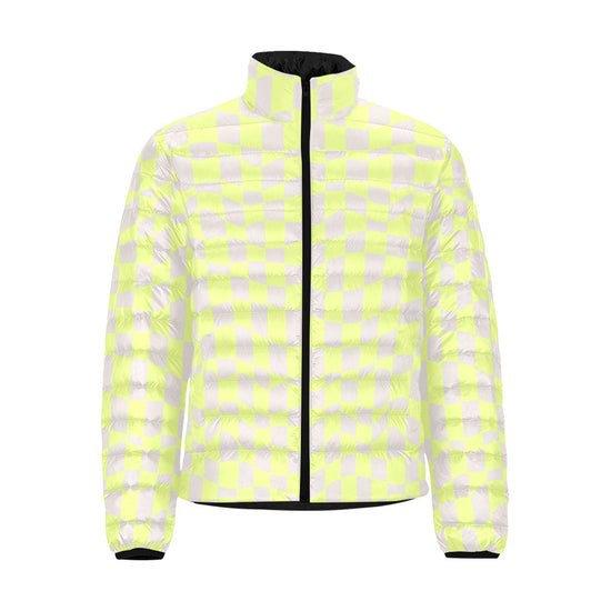 Lime & Sand Abstract Checkerboard Lightweight Puffer Jacket