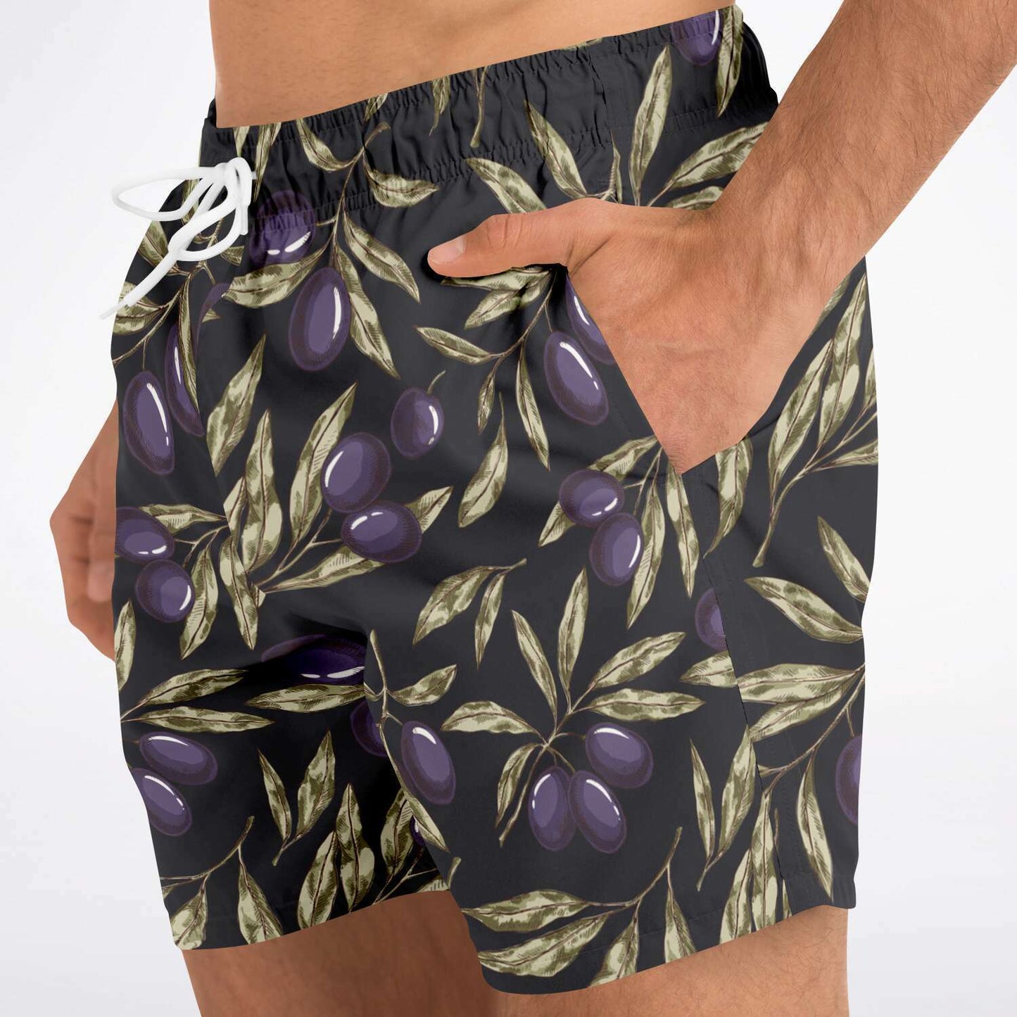 Load image into Gallery viewer, Olive Tree Charcoal Swim Shorts
