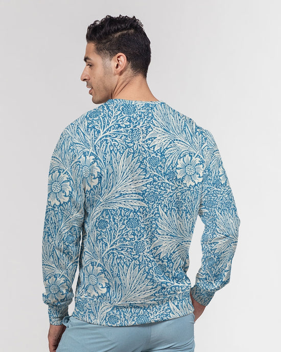 Victorian Blue Floral Men's French Terry Pullover Sweatshirt