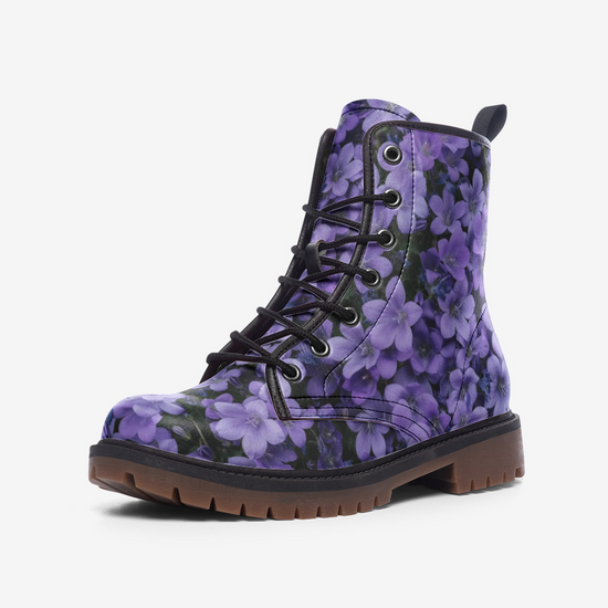Purple Flower Lace Up Boots