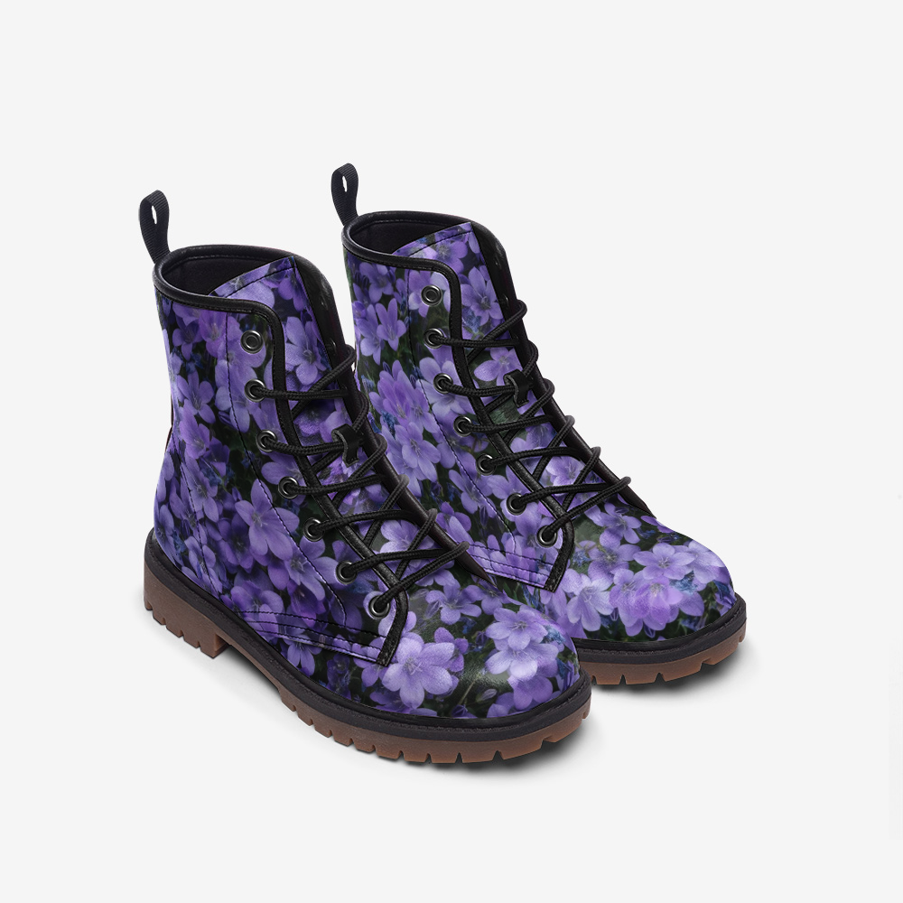 Purple Flower Lace Up Boots
