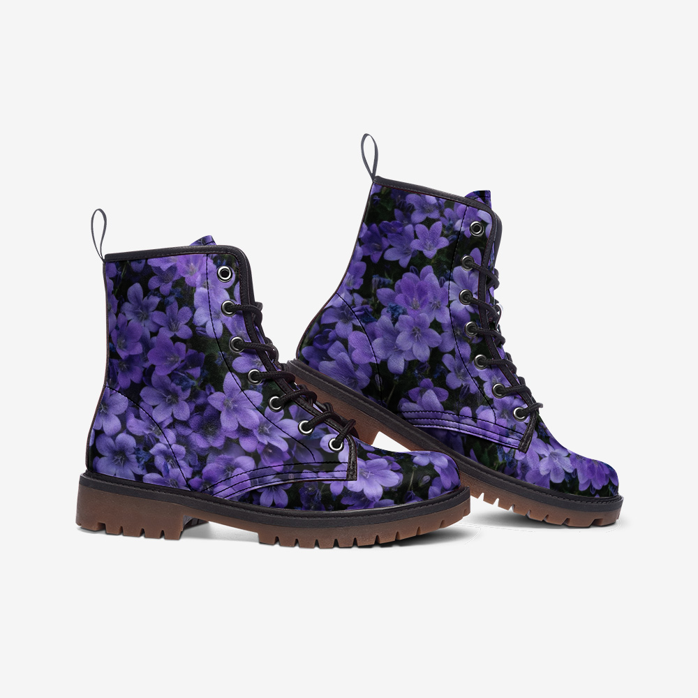 Purple Flower Lace Up Boots