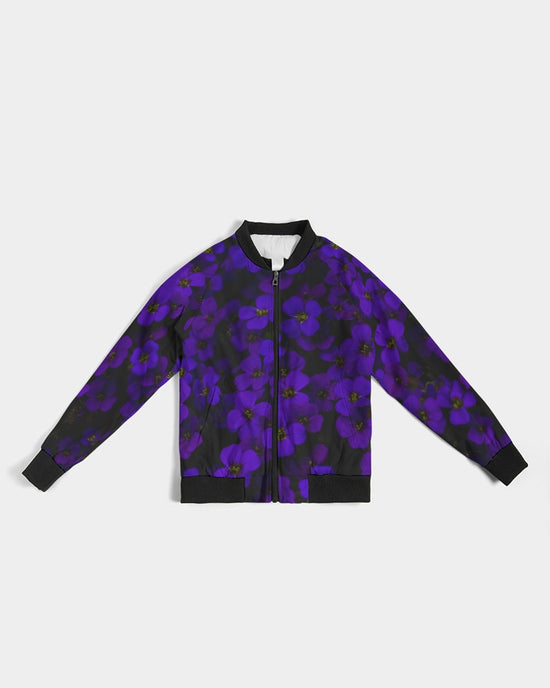 Midnight Purple Floral Women's Bomber Jacket