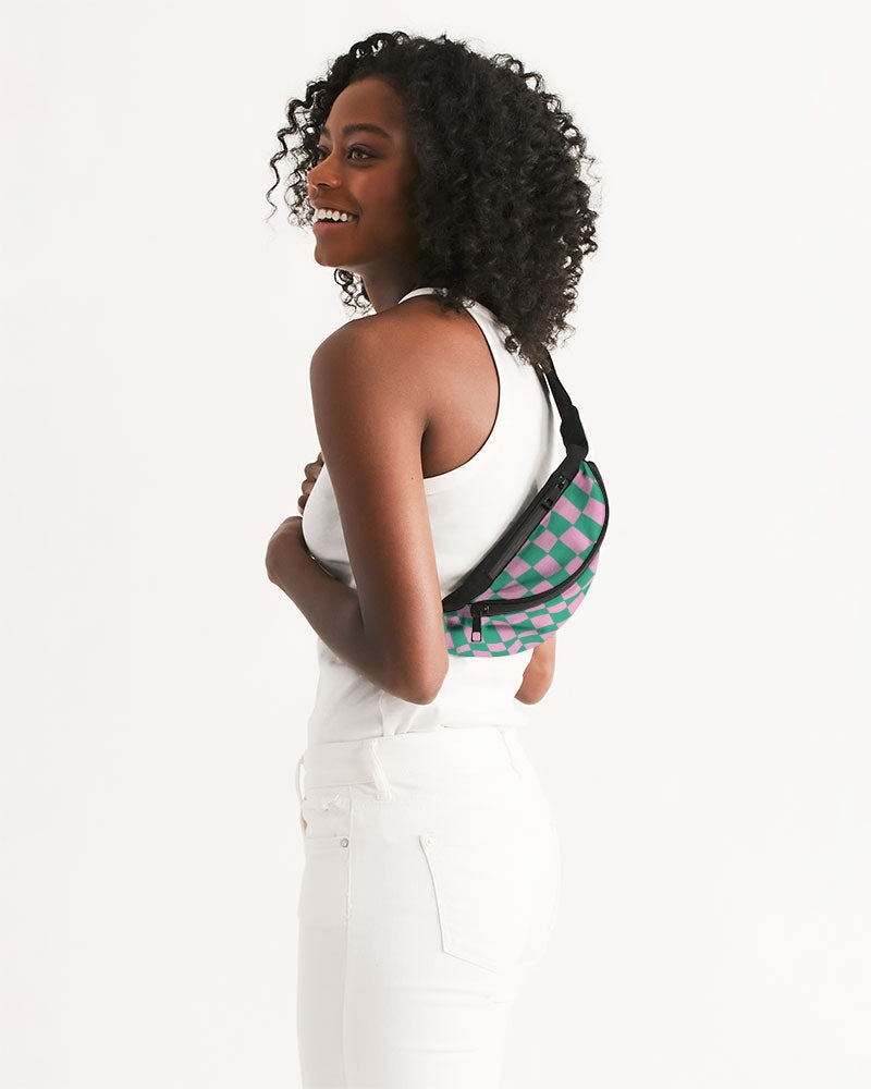 Load image into Gallery viewer, Bubblegum &amp;amp; Green Checkerboard Crossbody Sling Bag

