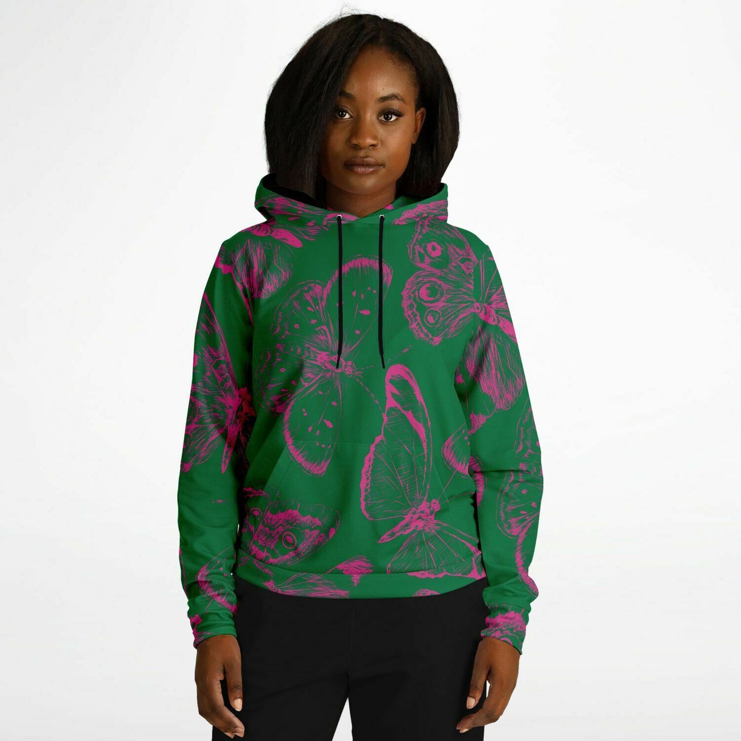 Green Fuchsia Butterflies Unisex Hoodie