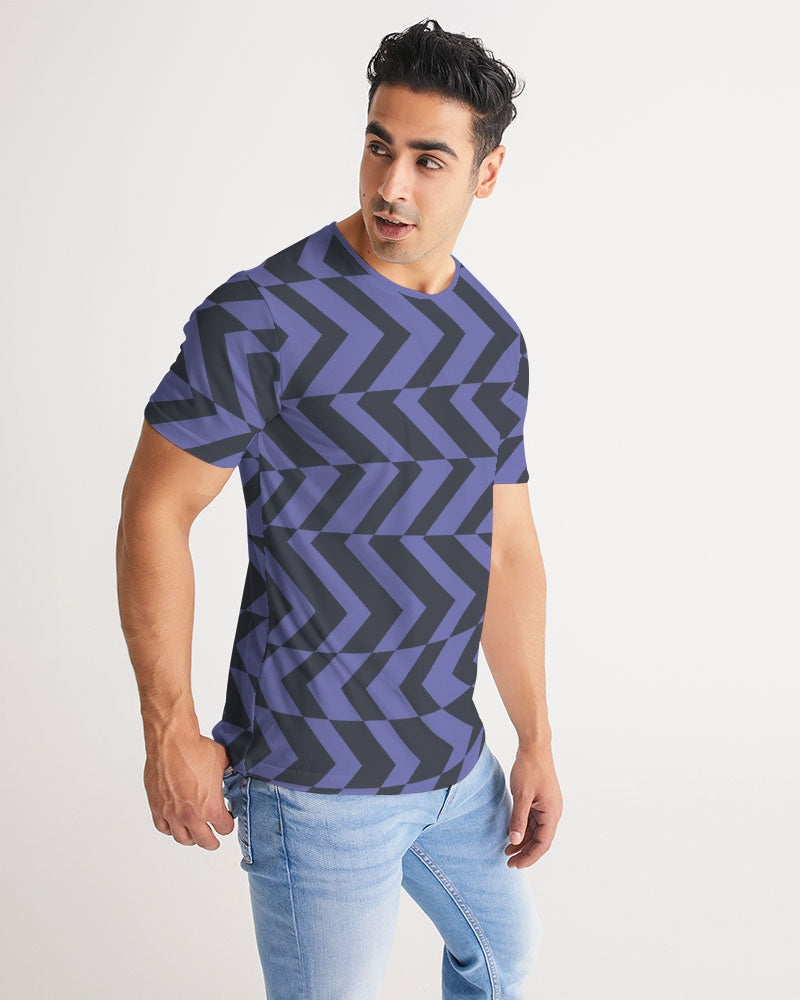 Blue Violet Charcoal Abstract Striped Men's T Shirt