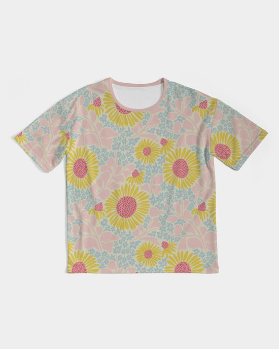Load image into Gallery viewer, Retro Sunflowers Pink Men&amp;#39;s Premium Heavyweight T Shirt
