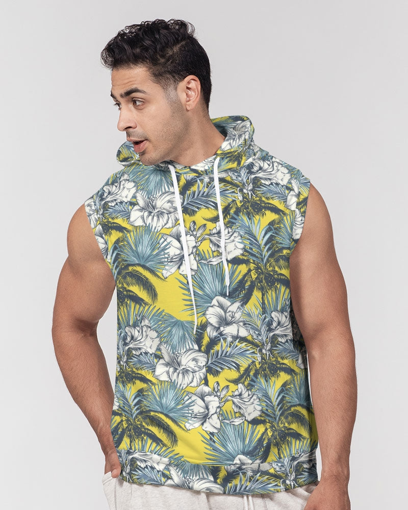 Yellow Tropics Men's Premium Heavyweight Sleeveless Hoodie