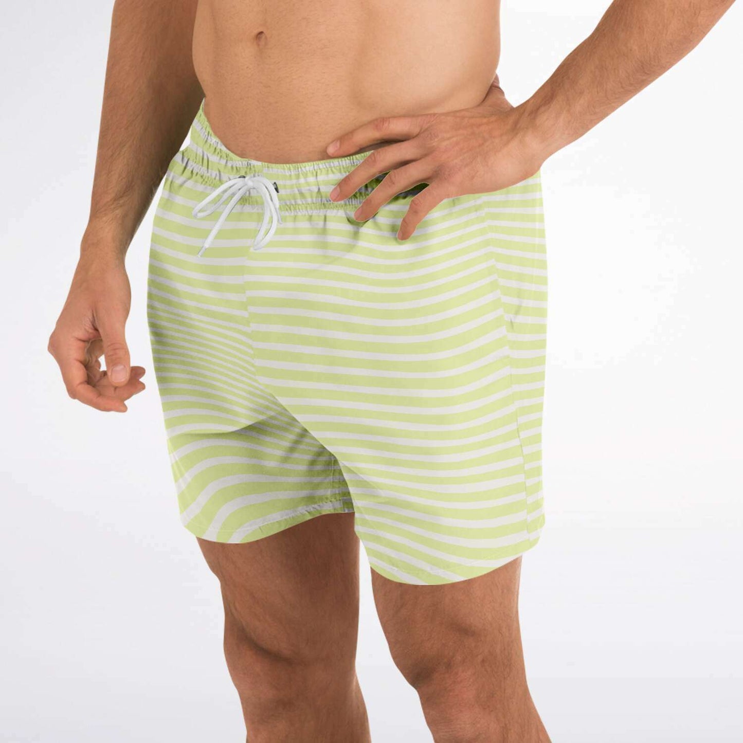 Lime Wave Stripes Swim Shorts