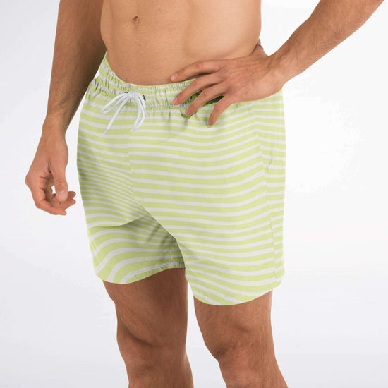Load image into Gallery viewer, Lime Wave Stripes Swim Shorts
