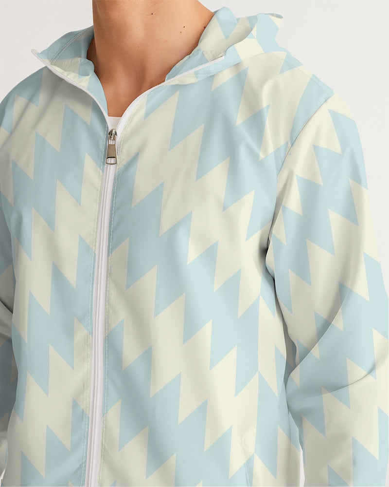 Blue Zig Zag Men's Windbreaker Jacket