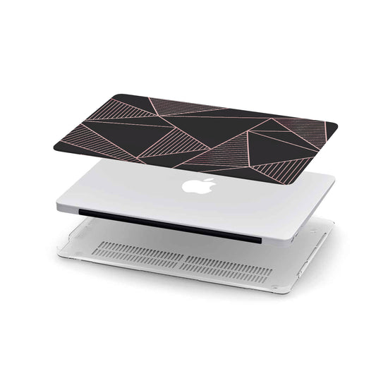 Macbook Hard Shell Case - Black & Pink Geometric (Personalized)