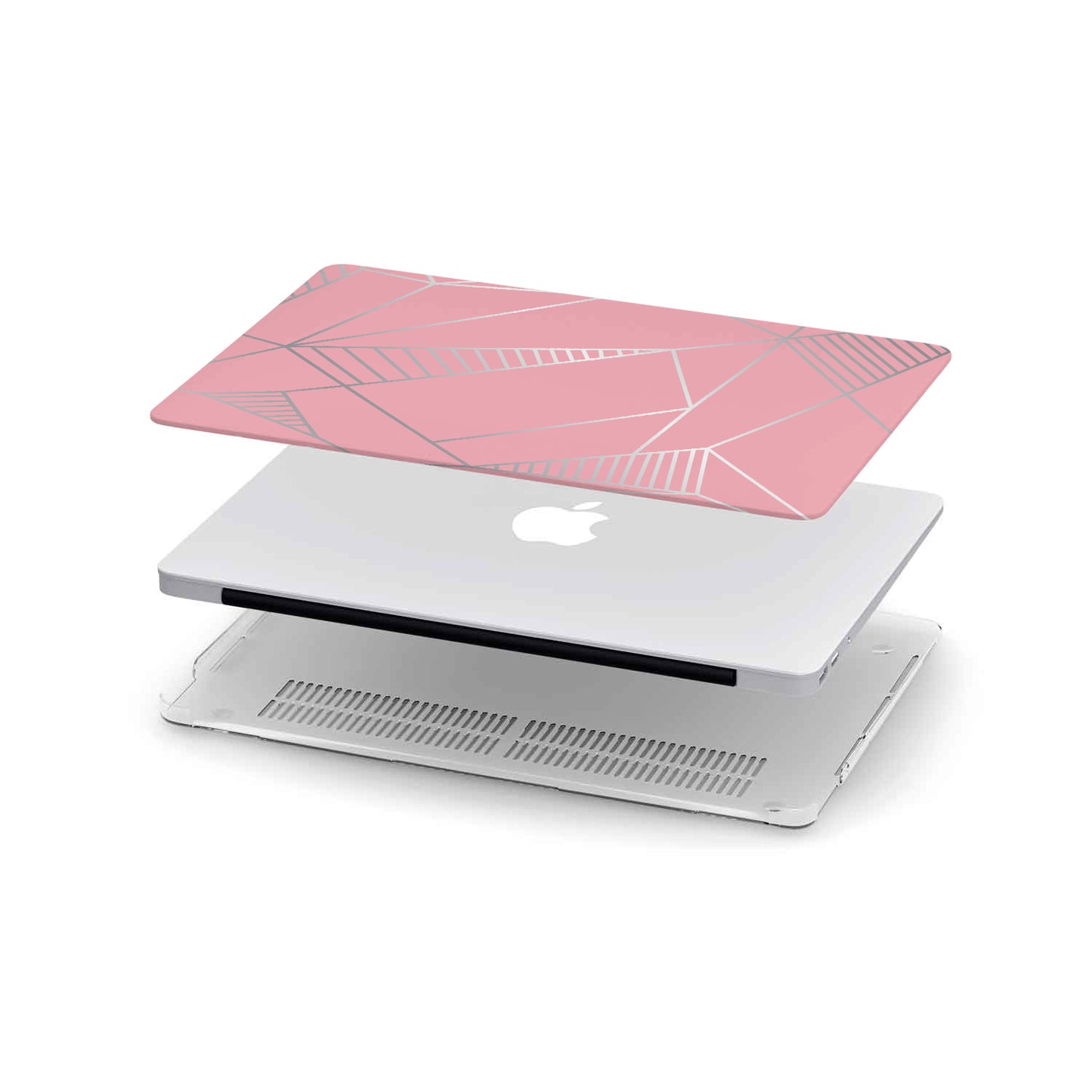 Macbook Hard Shell Case - Pink & Silver Geometric (Personalized)