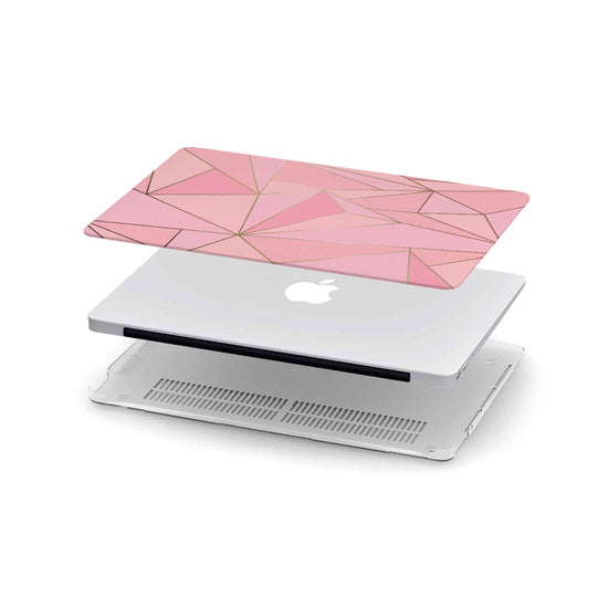 Load image into Gallery viewer, Macbook Hard Shell Case - Pink &amp;amp; Gold Geometric (Personalized)
