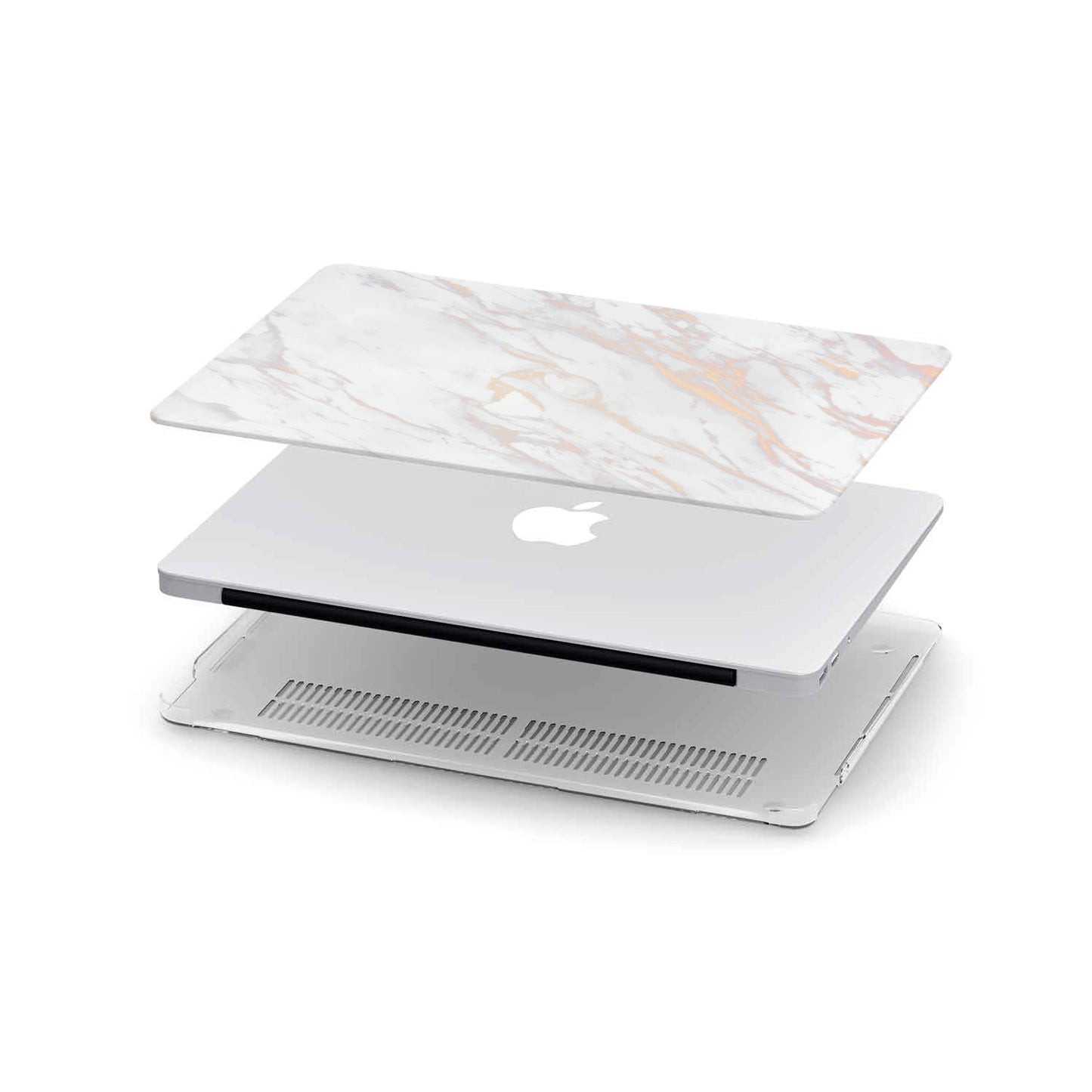 Personalized Macbook Hard Shell Case - White Gold Pink Marble
