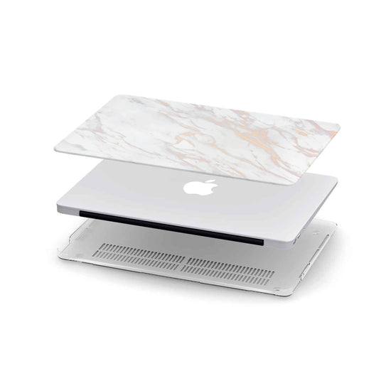 Personalized Macbook Hard Shell Case - White Gold Pink Marble