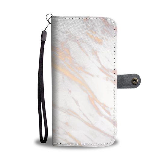 White Rose & Gold Marble Phone Wallet Case