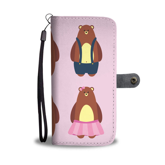 Cute Bear Family Phone Wallet Case