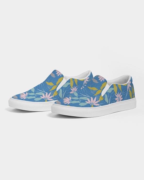 Parisian Blue Floral Women's Slip-On Canvas Shoe