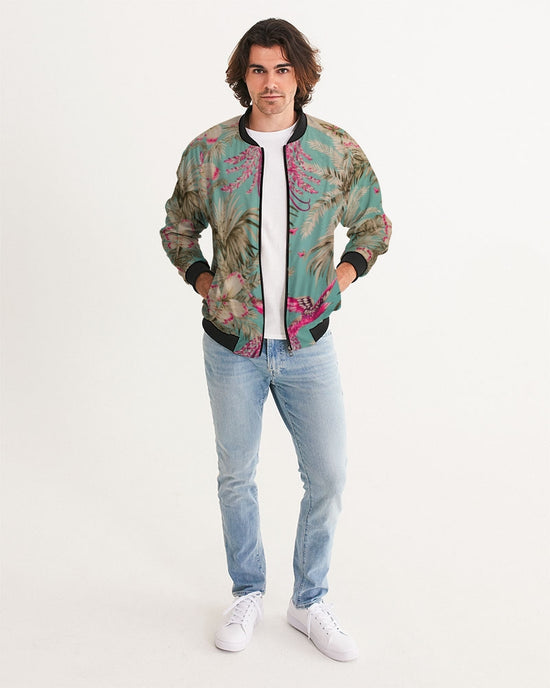 Vintage Bird & Tropical Palm Men's Bomber Jacket