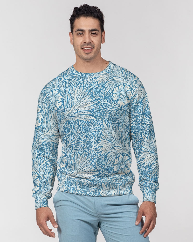 Victorian Blue Floral Men's French Terry Pullover Sweatshirt