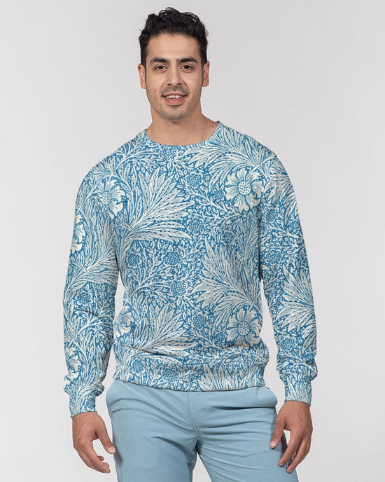 Victorian Blue Floral Men's French Terry Pullover Sweatshirt