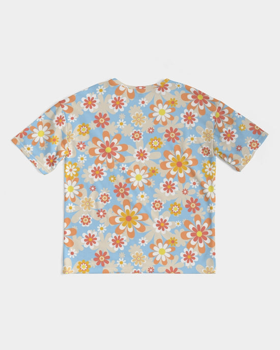 Blue Blooming Mod Floral Men's Premium Heavyweight Tee