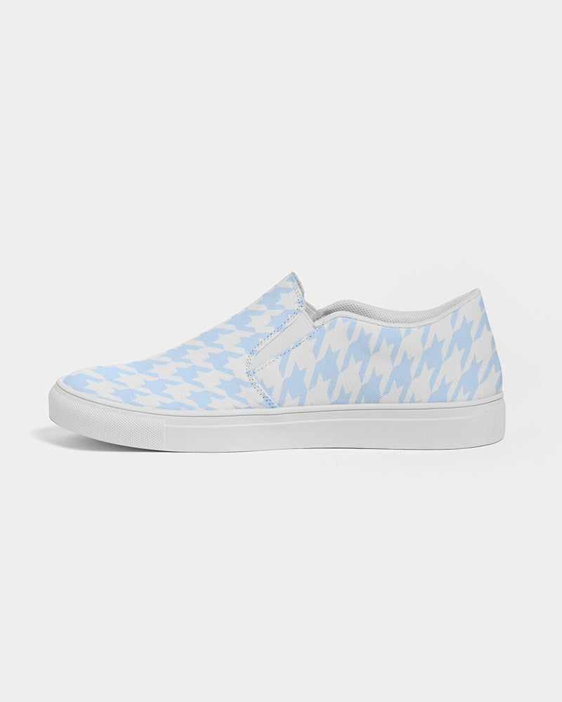 Pale Blue Large Houndstooth Women's Slip-On Canvas Shoe