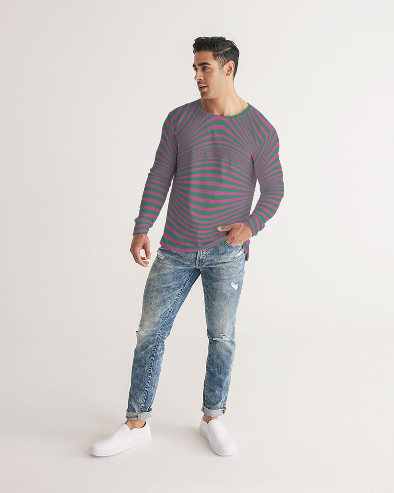 Fuchsia & Green Optical Men's Long Sleeve Tee