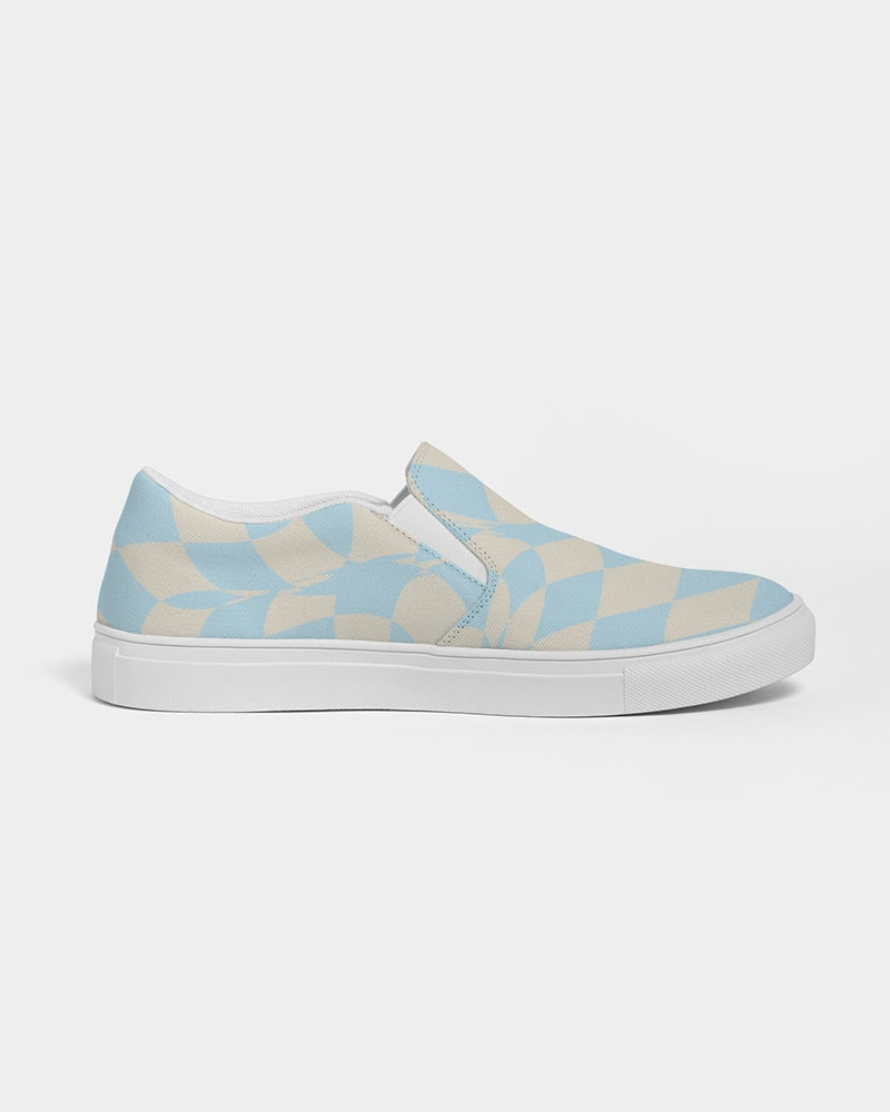 Load image into Gallery viewer, Blue &amp;amp; Vanilla Ripple Check Men&amp;#39;s Slip On Canvas Shoe
