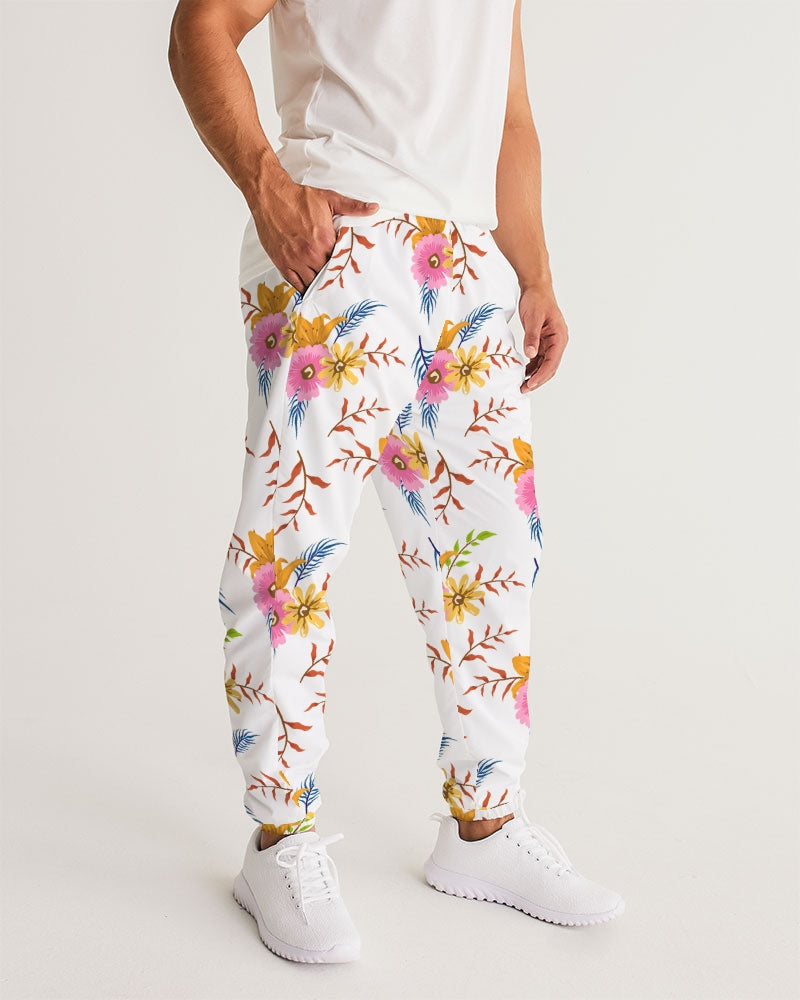White Summer Floral Lightweight Men's Track Pants