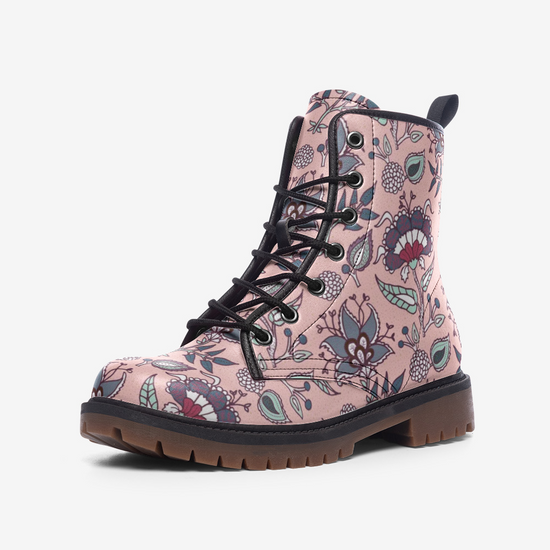 Indian Pink Paisley Lace Up Boots